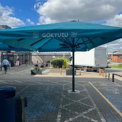 Alfresco perfect restaurant parasols by Aztec Umbrellas London Outdoor Car Park Bespoke Umbrellas at a Restaurant