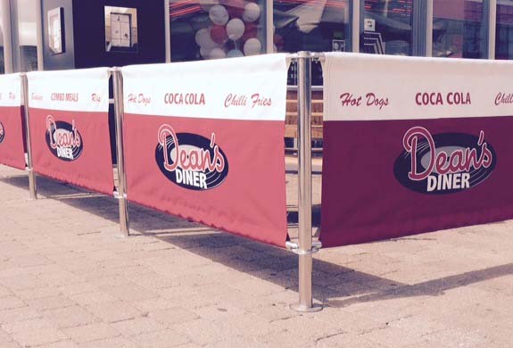 Cafe Barriers Screens with stainless steel posts